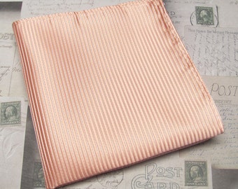 Pocket Square Peach Stripe Hanky Handkerchief