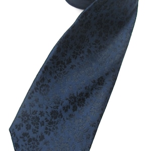 Mens Ties Navy Blue Floral Mens Silk Necktie Wedding Ties With Matching Pocket Square Option image 2