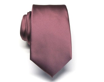 Rosewood Chianti Mens Narrow Tie With Matching Pocket Square Option. Rusty Rose Dusty Rose Mens Necktie Pocket Square Set