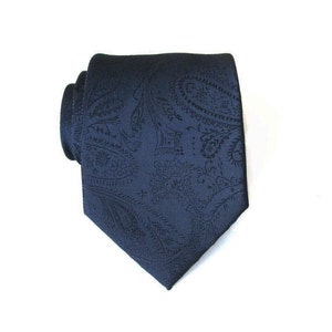 Blue Tie. Mens Tie. Dark Navy Blue Paisley Mens Necktie