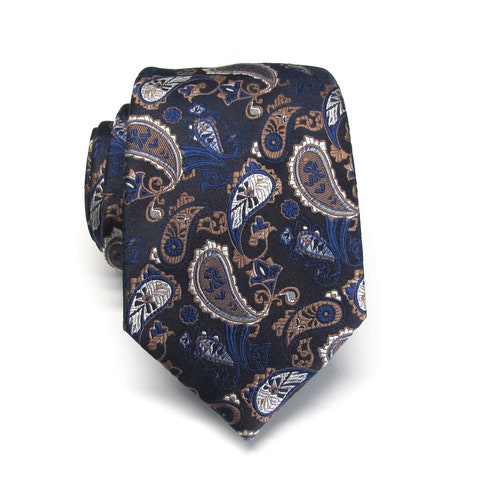 Mens Bowtie. Blue and Black Paisley Bowtie With Matching - Etsy