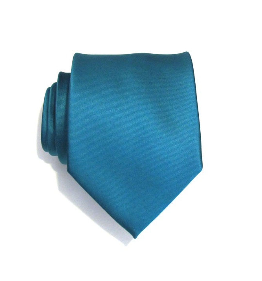 Teal Mens Tie With Matching Pocket Square Teal Silk Necktie - Etsy