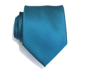 Teal Mens Tie With Matching Pocket Square Teal Silk Necktie Matching Handkerchief Option