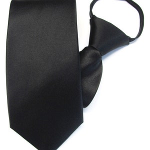 Zipper Necktie Premium Black Zip Up Adjustable Pre Tied High Quality Mens Tie
