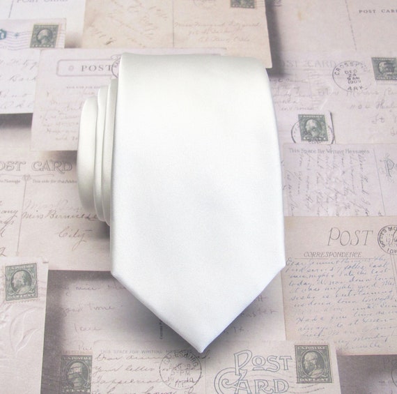 White Ties With Matching Pocket Square Set White Narrow Slim - Etsy