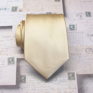 Mens Ties Champagne Necktie With Matching Pocket Square Handkerchief Option