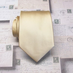 Mens Ties Champagne Necktie With Matching Pocket Square Handkerchief Option image 1