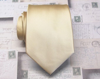 Mens Ties Champagne Necktie With Matching Pocket Square Handkerchief Option