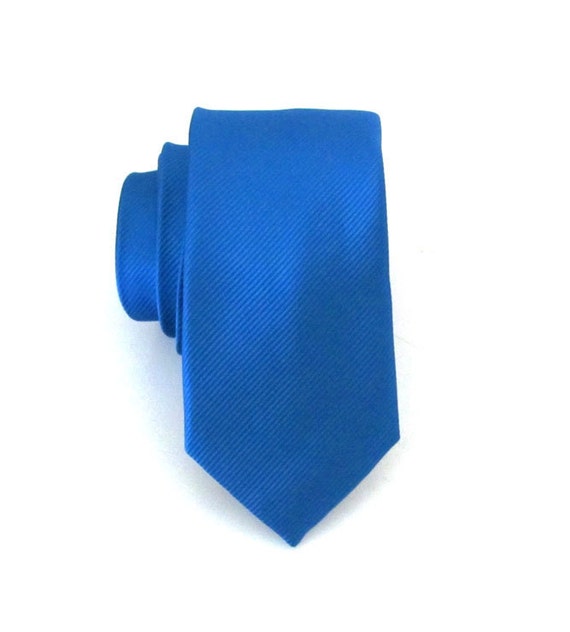 Necktie Royal Blue Striped Skinny Tie | Etsy