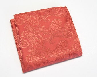 Pocket Square Coral PInk Paisley Hanky Handkerchief