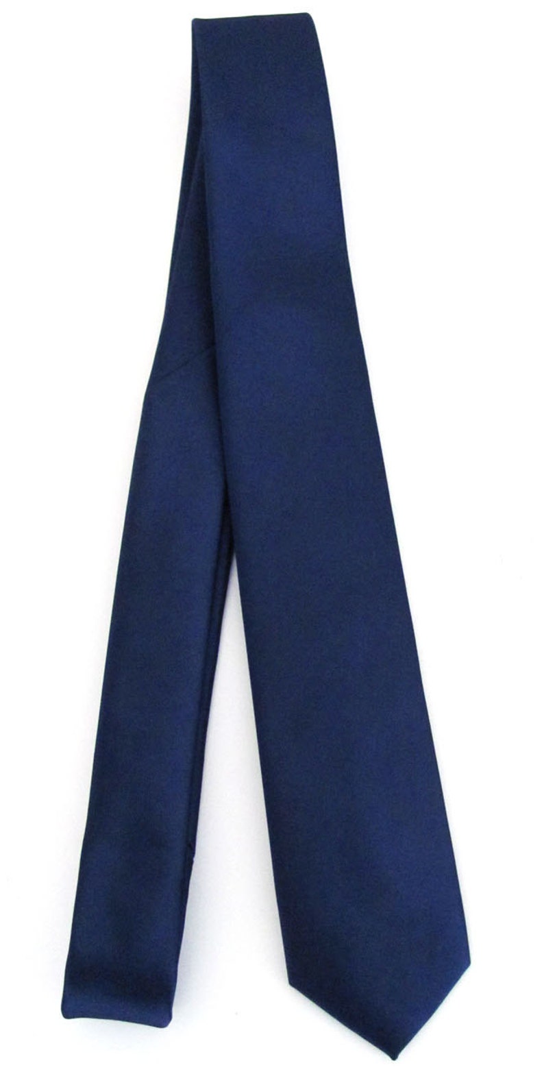Mens Tie. Dark Navy Blue Skinny Silk Necktie with Matching Pocket Square Handkerchief Option image 3