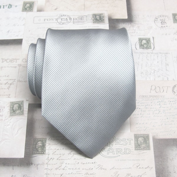 Mens Ties Neckties Silver Gray Stripes Silk Neck Tie With Matching Pocket Square Option