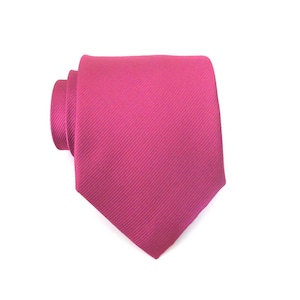 Mens Ties. Raspberry Tonal Stripes Silk Necktie