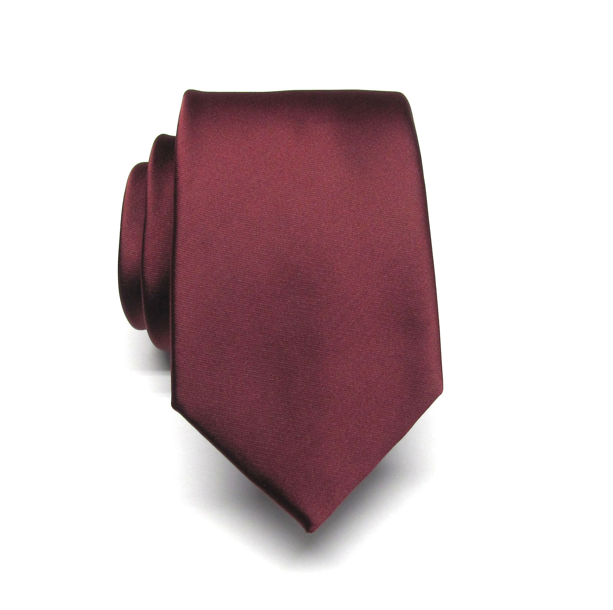 Mens Ties Maroon Burgundy Narrow Silk Necktie With Matching Pocket