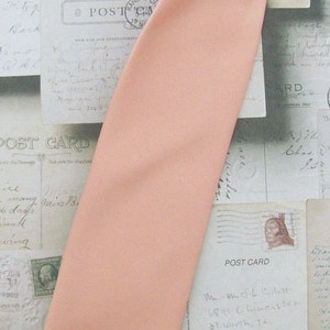 Peach Tie. Mens Tie Light Peach Skinny Tie With Matching Pocket Square Option image 3