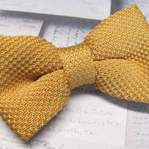 Gold Bow Tie Dusty Gold Knit Bowtie