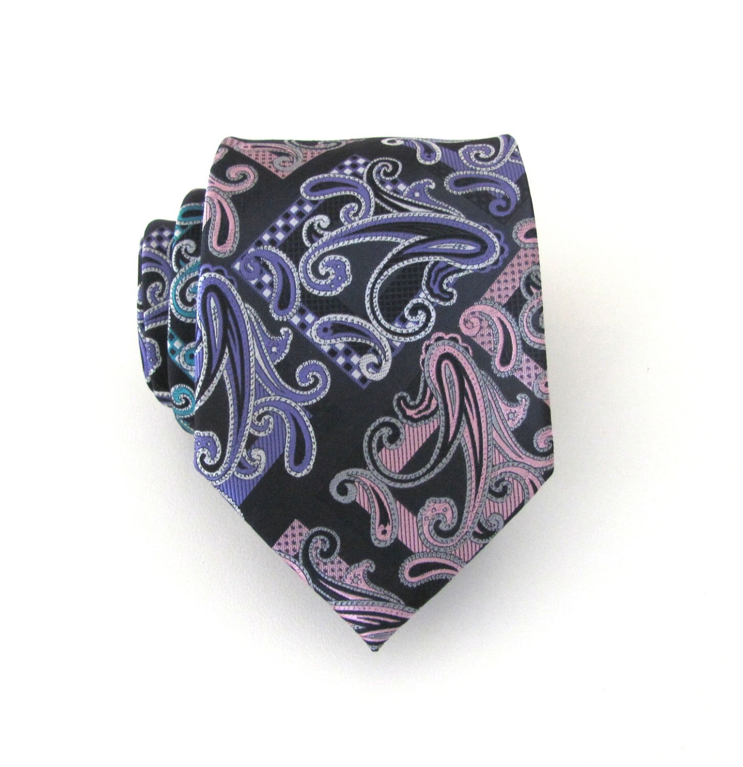 Mens Ties Necktie Black Teal Purple Pink Paisley Mens Tie | Etsy