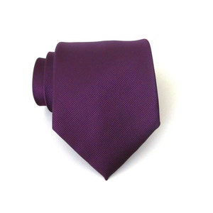 Mens Ties Necktie Eggplant Purple Tonal Stripes Silk Tie