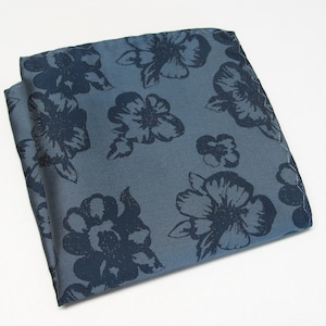 Pocket Square Dusty Blue Floral Hanky Handkerchief