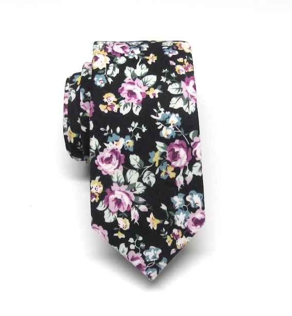 Cravatta Uomo Classica Floreale Jacquard Tessuta In Seta – Nero, Verde, Viola, Blu - Foto 6