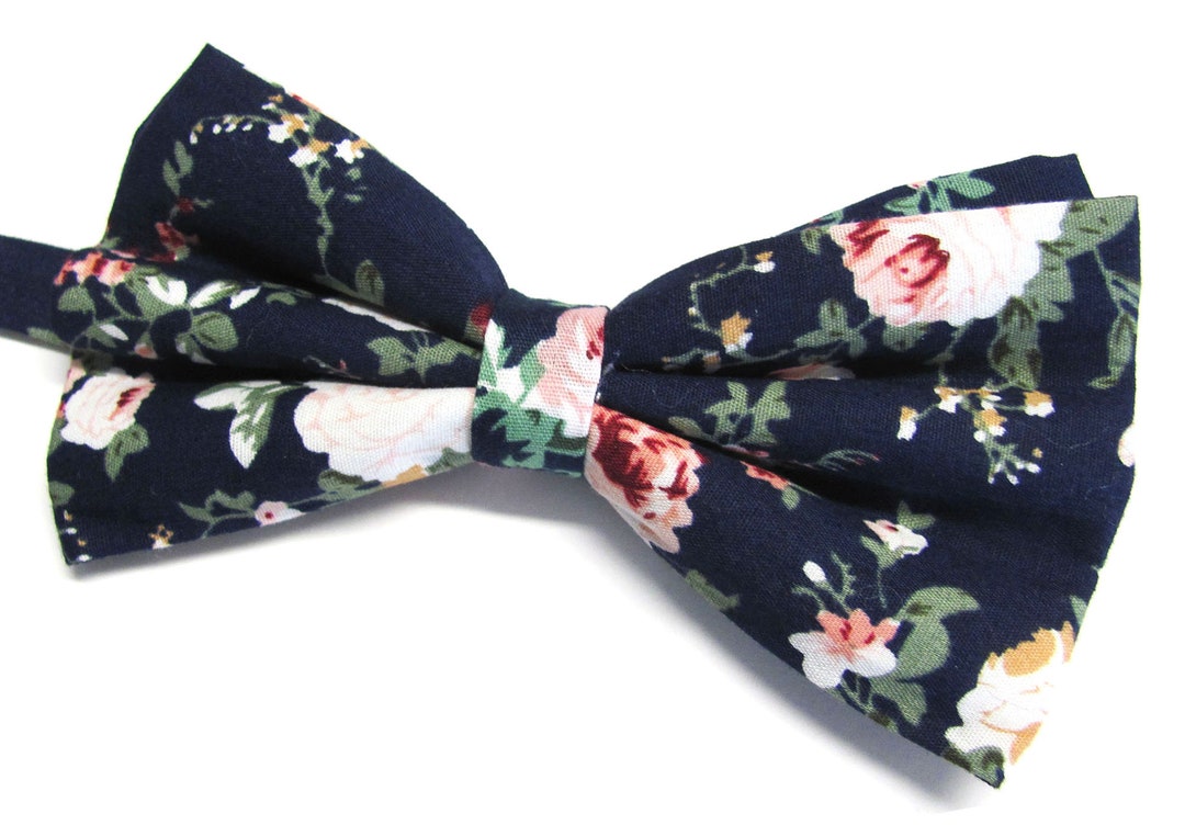 Cotton Mens Bowtie. Cotton Navy Blue Red Gold Green Floral Bow - Etsy