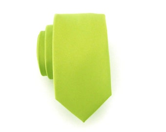 Mens Tie Lime Green Mens Skinny Necktie