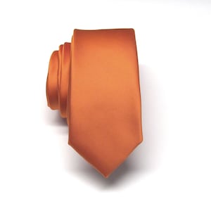 Orange Mens Ties With Matching Pocket Square Handkerchief Option Burnt Orange Skinny Tie