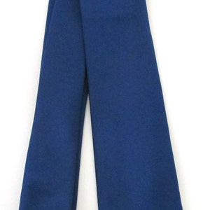 Skinny Tie Dark Blue Skinny Necktie With Matching Pocket Square Handkerchief Option image 3