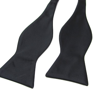 Mens Bowtie. Freestyle Black Self Tie Bow tie With Matching Pocket Square Option