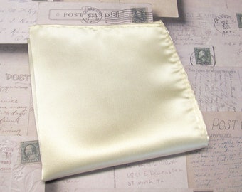 Pocket Square Solid Ivory Off White Hanky Handkerchief