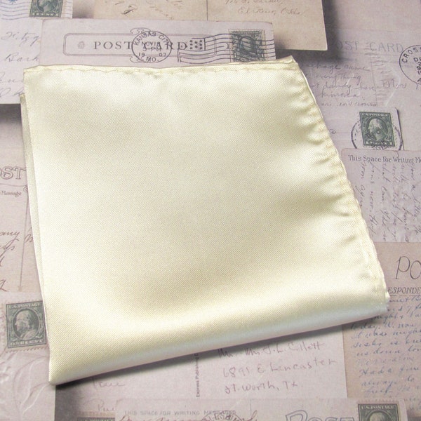 Pocket Square Solid Ivory Off White Hanky Handkerchief