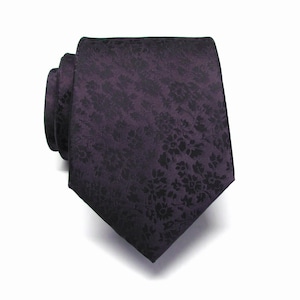 FREE POCKET SQUARE Mens Ties Plum Purple Black Floral Mens Silk Necktie Wedding Ties With Matching Pocket Square