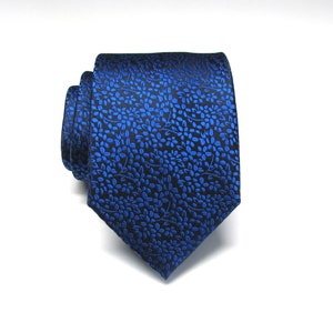 Mens Ties Royal Blue on Dark Navy Blue Floral Mens Silk Necktie Wedding Ties With Matching Pocket Square Option