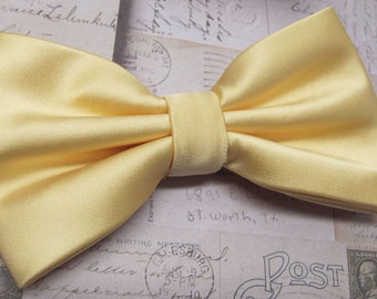 Mens Bowtie. Yellow Bowtie With Matching Pocket Square Option