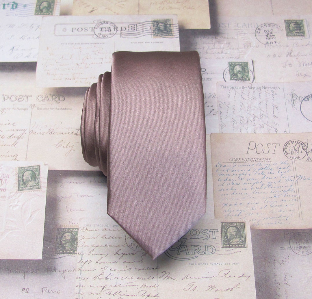 Quartz Mens Skinny Tie With Matching Pocket Square. Muted - Etsy