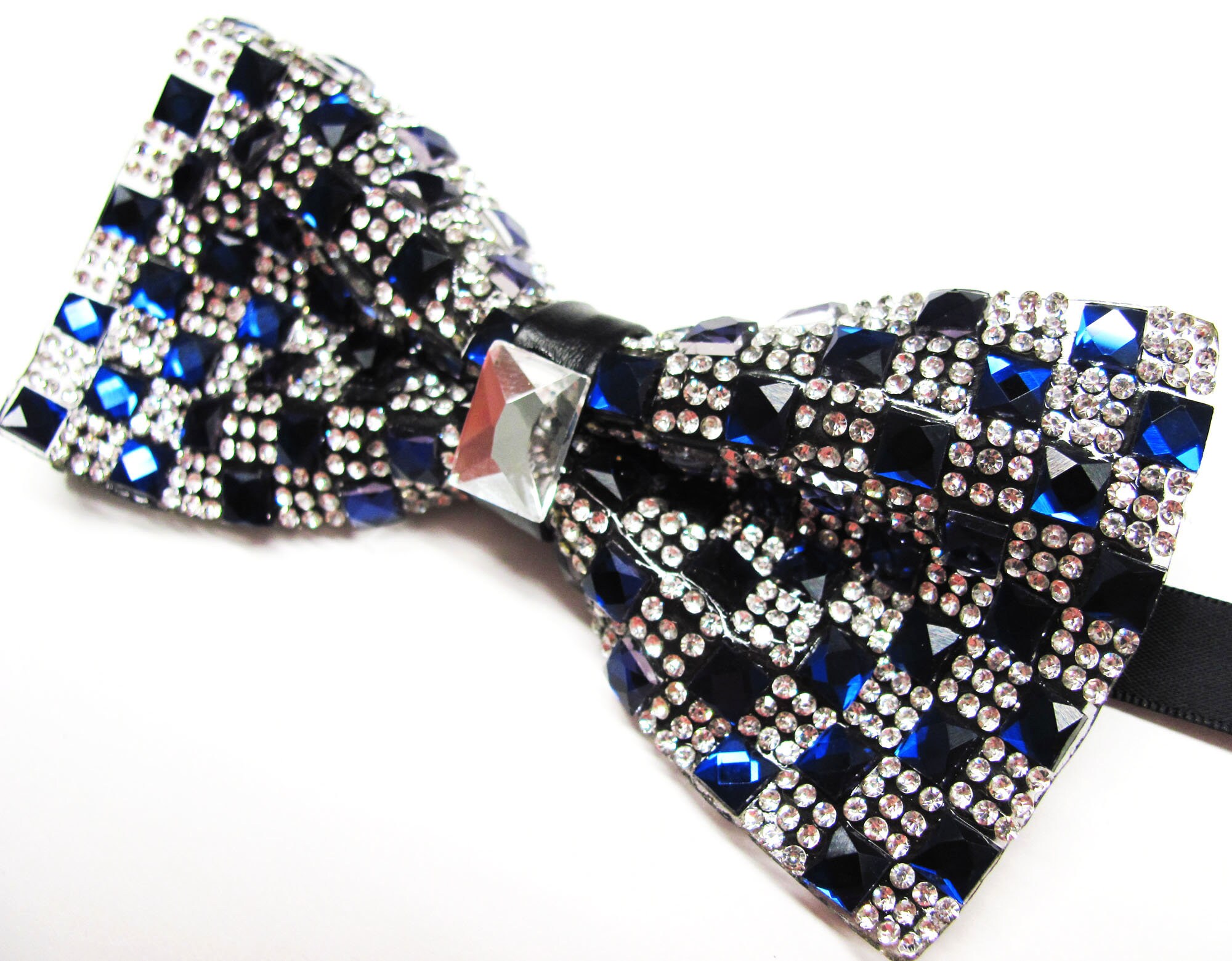 Mens Crystal Bow Tie Blue and Silver Rhinestones Gemstones Etsy