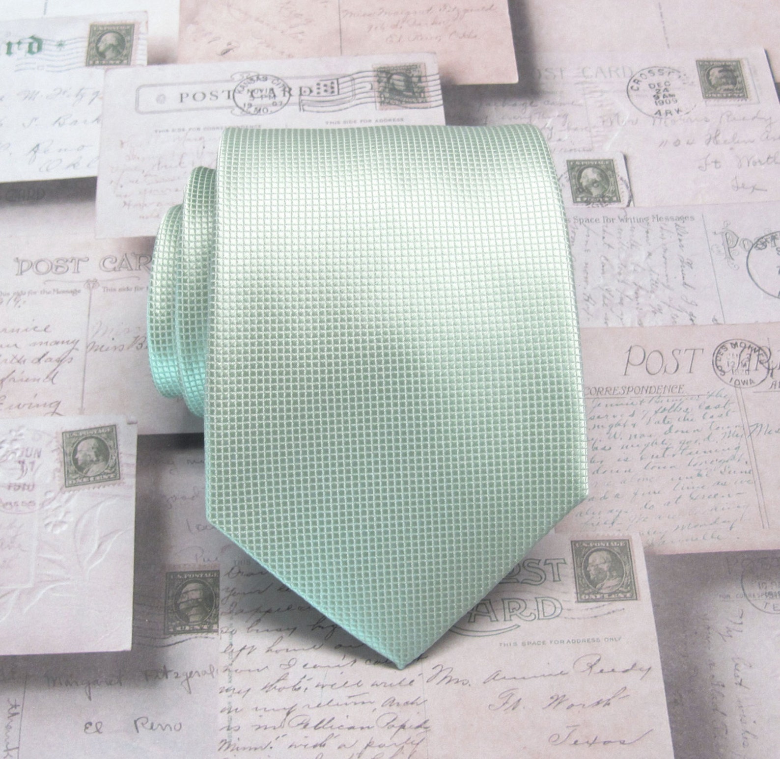 Mint Green Ties. Mens Ties. Pastel Dusty Mint Green Checkered Etsy