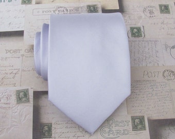 Necktie Pale Lavender Mens Tie With Matching Pocket Square Handkerchief Option