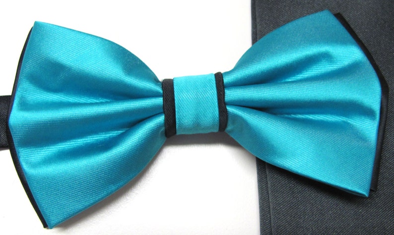 Mens Bow Ties. Turquoise Black Bow Tie. Wedding Bow Ties Teal - Etsy