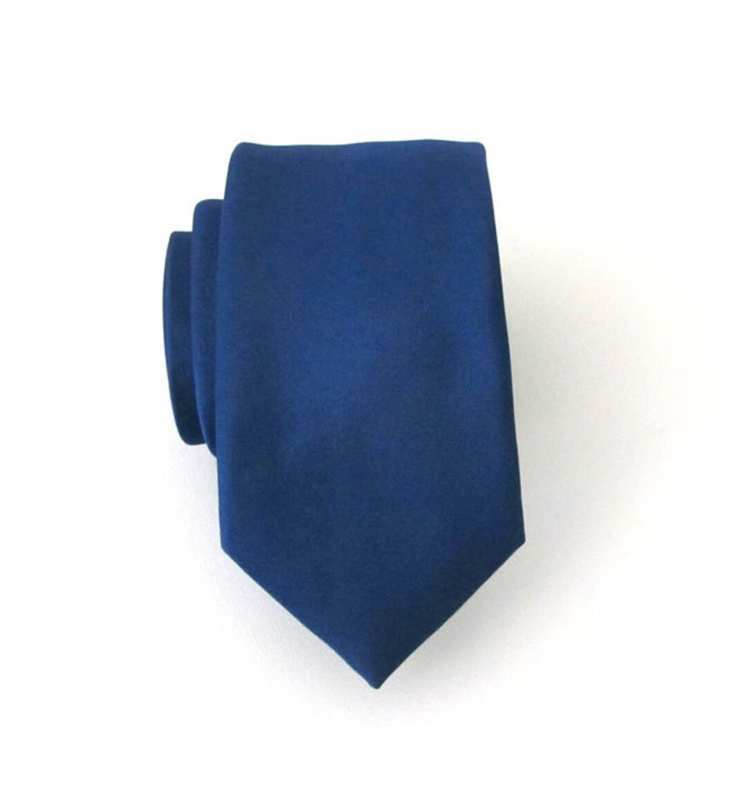 Skinny Tie Dark Blue Skinny Necktie With Matching Pocket - Etsy