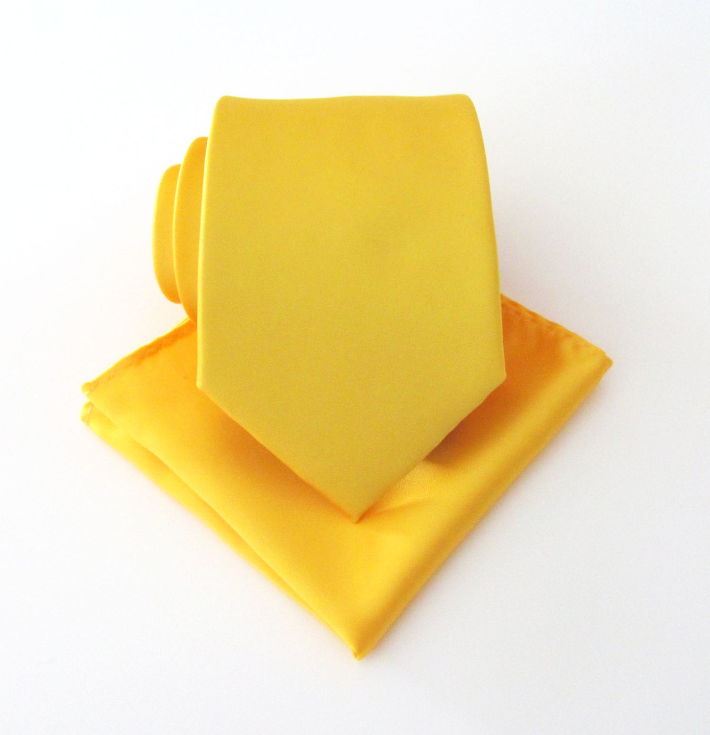 Yellow Tie With Matching Pocket Square Set Poppy Yellow Mens
