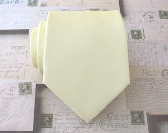 Yellow Tie With Matching Pocket Square Set Necktie Pastel Butter Yellow Mens Tie Light Yellow Tie Handkerchief Option