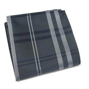 Pocket Squares Charcoal Gray Navy Blue Plaid Hanky Handkerchief