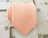 Peach / Apricot Tie With Pocket Square Option Mens Tie Light Peach Mens Necktie Pocket Square