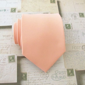 Peach / Apricot Tie With Pocket Square Option Mens Tie Light Peach Mens Necktie Pocket Square