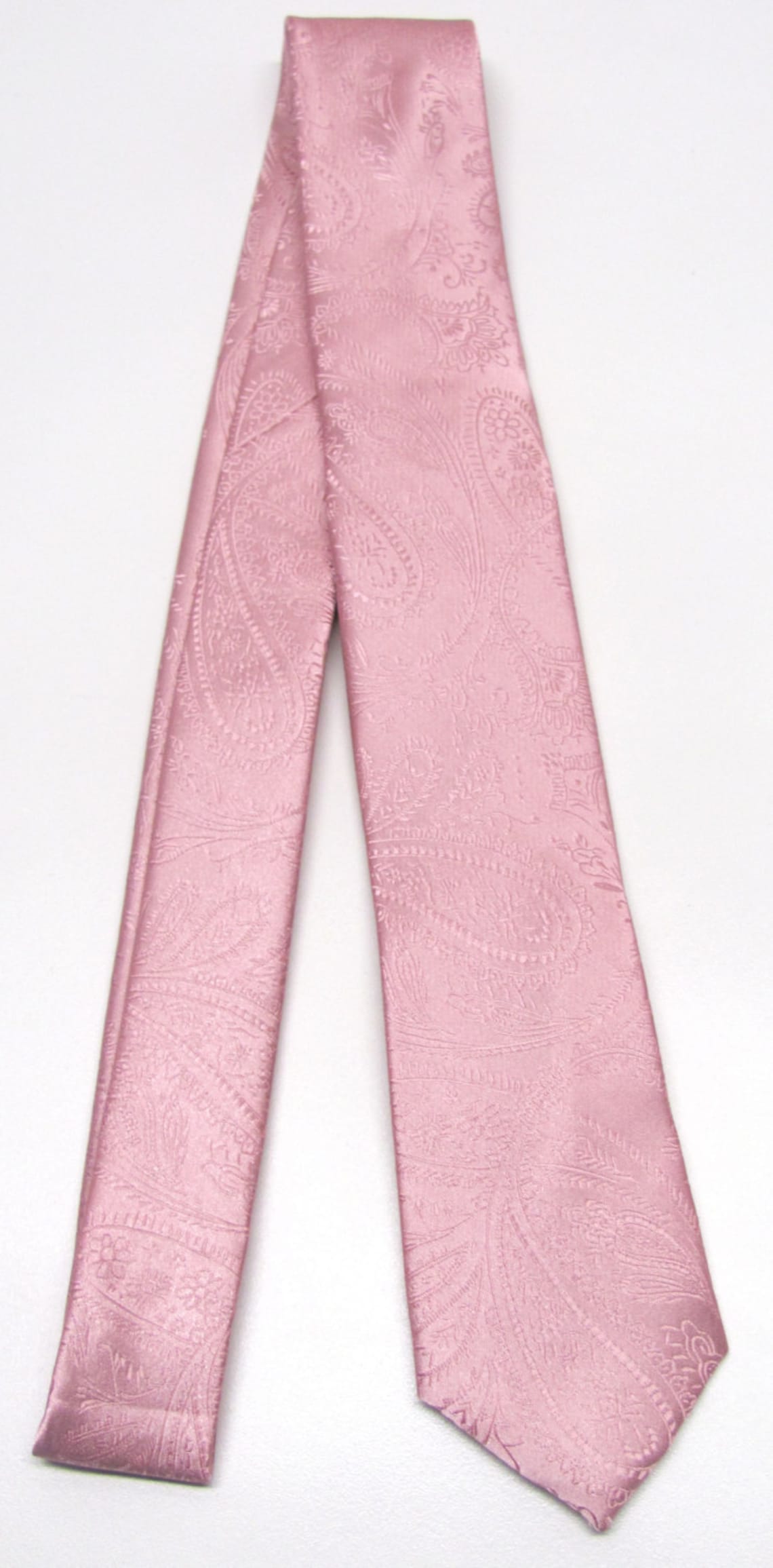 Men's Tie. Dusty Rose Pink Paisley Mens Skinny Necktie Etsy