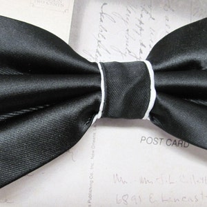 Mens Bow Ties. Black White Bow Tie. Wedding Bow Ties Black and White Bowtie With Matching Pocket Squares image 1