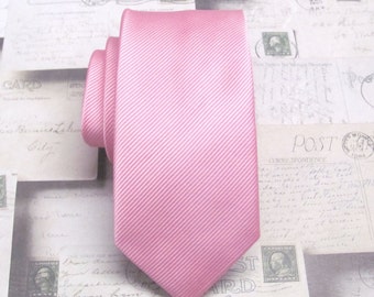 Mens Ties Pink Stripes Skinny Necktie