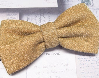 Mens Bowties. Lamé Gold Glitter Metallic Bowtie With Matching Pocket Square Option