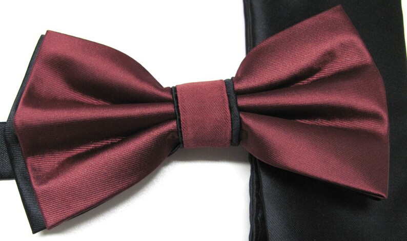 Mens Bow Ties. Burgundy Black Bow Tie. Wedding Bow Ties | Etsy